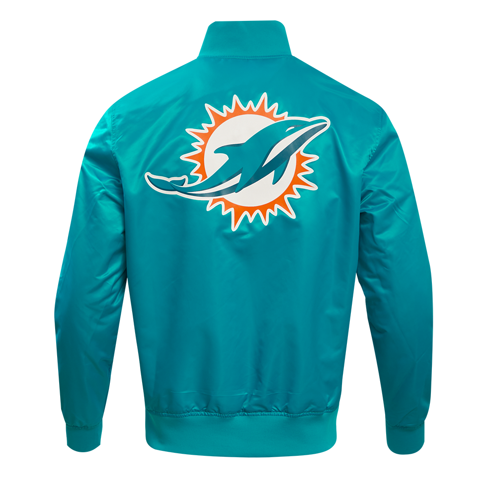 NFL MIAMI DOLPHINS BIG LOGO MEN'S SATIN JACKET (TEAL)