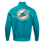 NFL MIAMI DOLPHINS BIG LOGO MEN'S SATIN JACKET (TEAL)