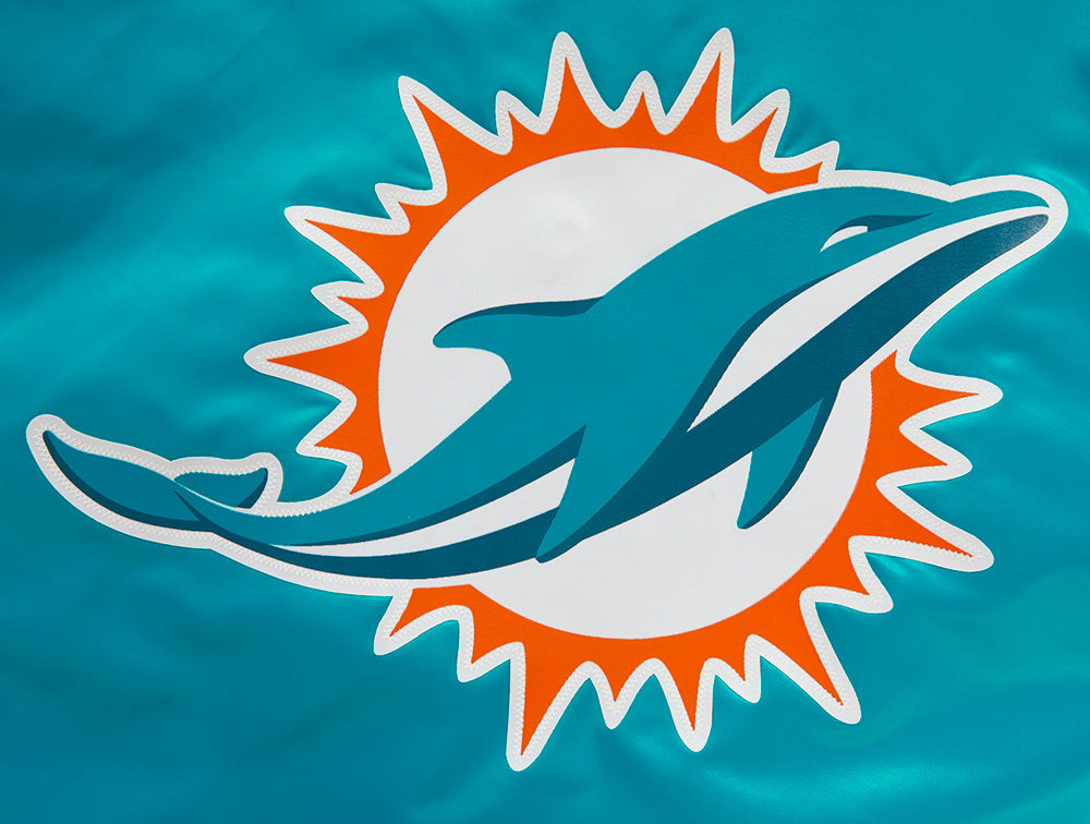 NFL MIAMI DOLPHINS BIG LOGO MEN'S SATIN JACKET (TEAL)