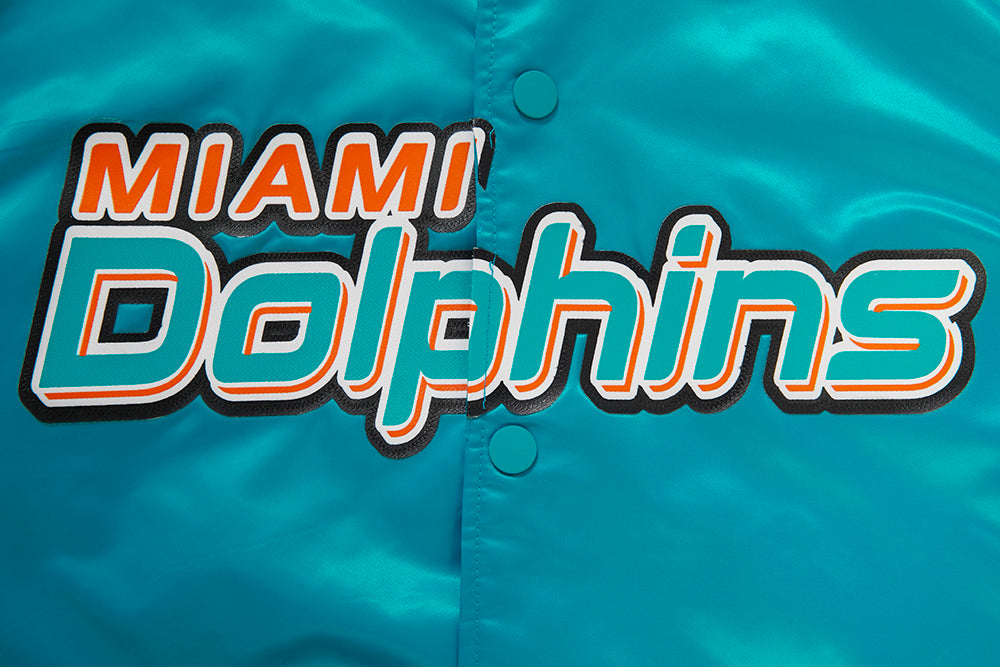 NFL MIAMI DOLPHINS BIG LOGO MEN'S SATIN JACKET (TEAL)