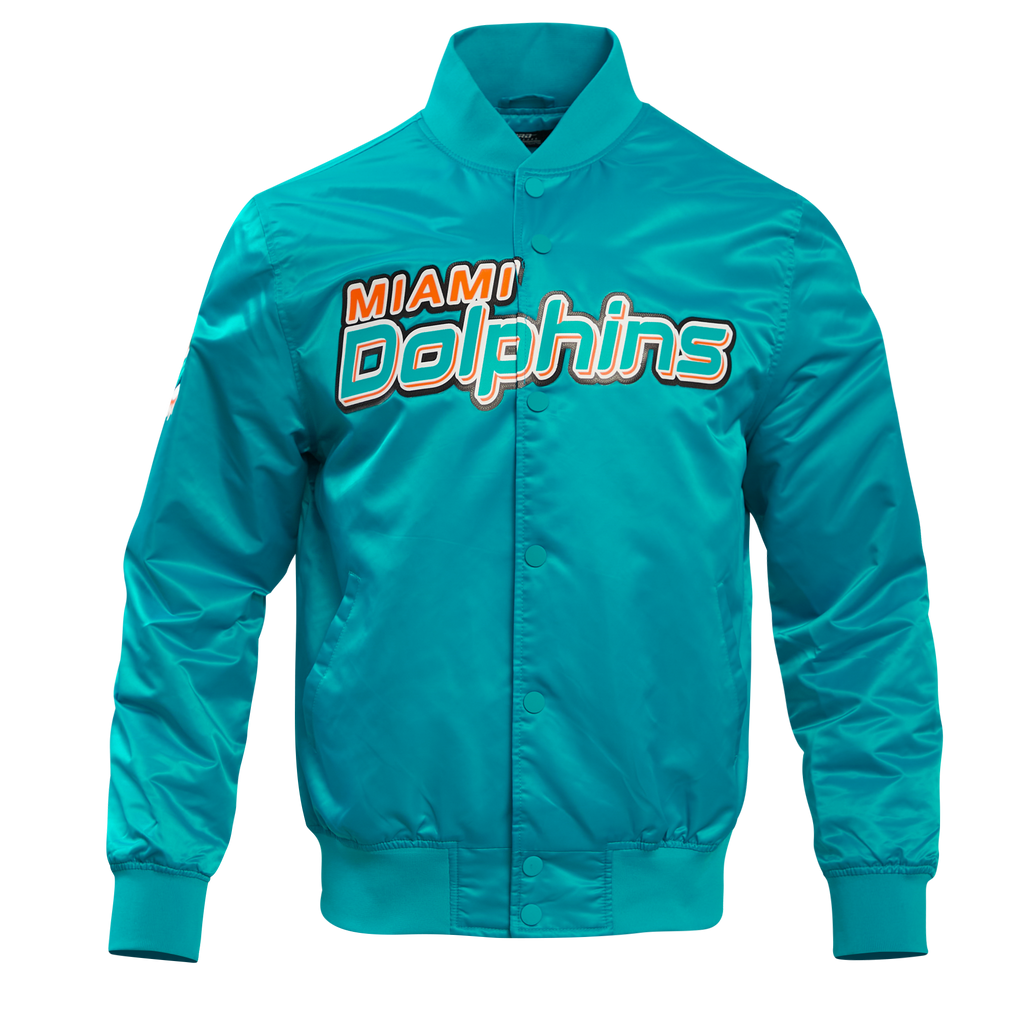 NFL MIAMI DOLPHINS BIG LOGO MEN'S SATIN JACKET (TEAL)