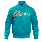 NFL MIAMI DOLPHINS BIG LOGO MEN'S SATIN JACKET (TEAL)