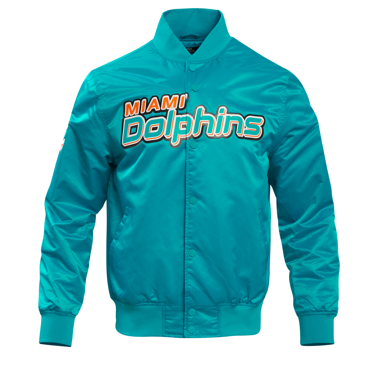 NFL MIAMI DOLPHINS BIG LOGO MEN'S SATIN JACKET (TEAL)