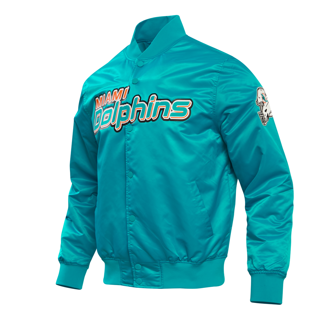 NFL MIAMI DOLPHINS BIG LOGO MEN'S SATIN JACKET (TEAL)