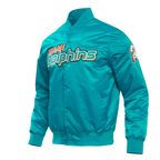 NFL MIAMI DOLPHINS BIG LOGO MEN'S SATIN JACKET (TEAL)