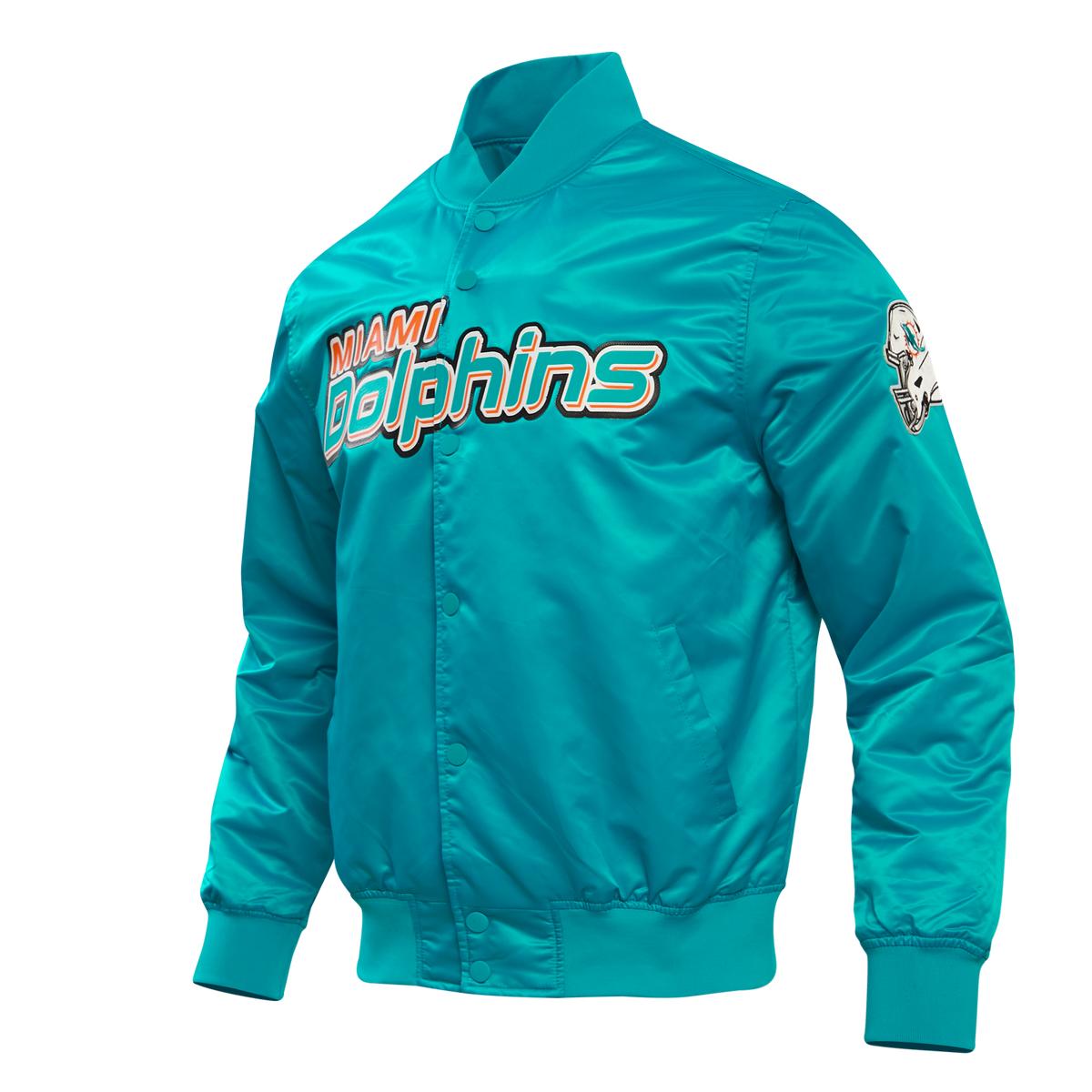 NFL MIAMI DOLPHINS BIG LOGO MEN'S SATIN JACKET (TEAL)