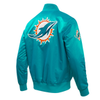 NFL MIAMI DOLPHINS BIG LOGO MEN'S SATIN JACKET (TEAL)