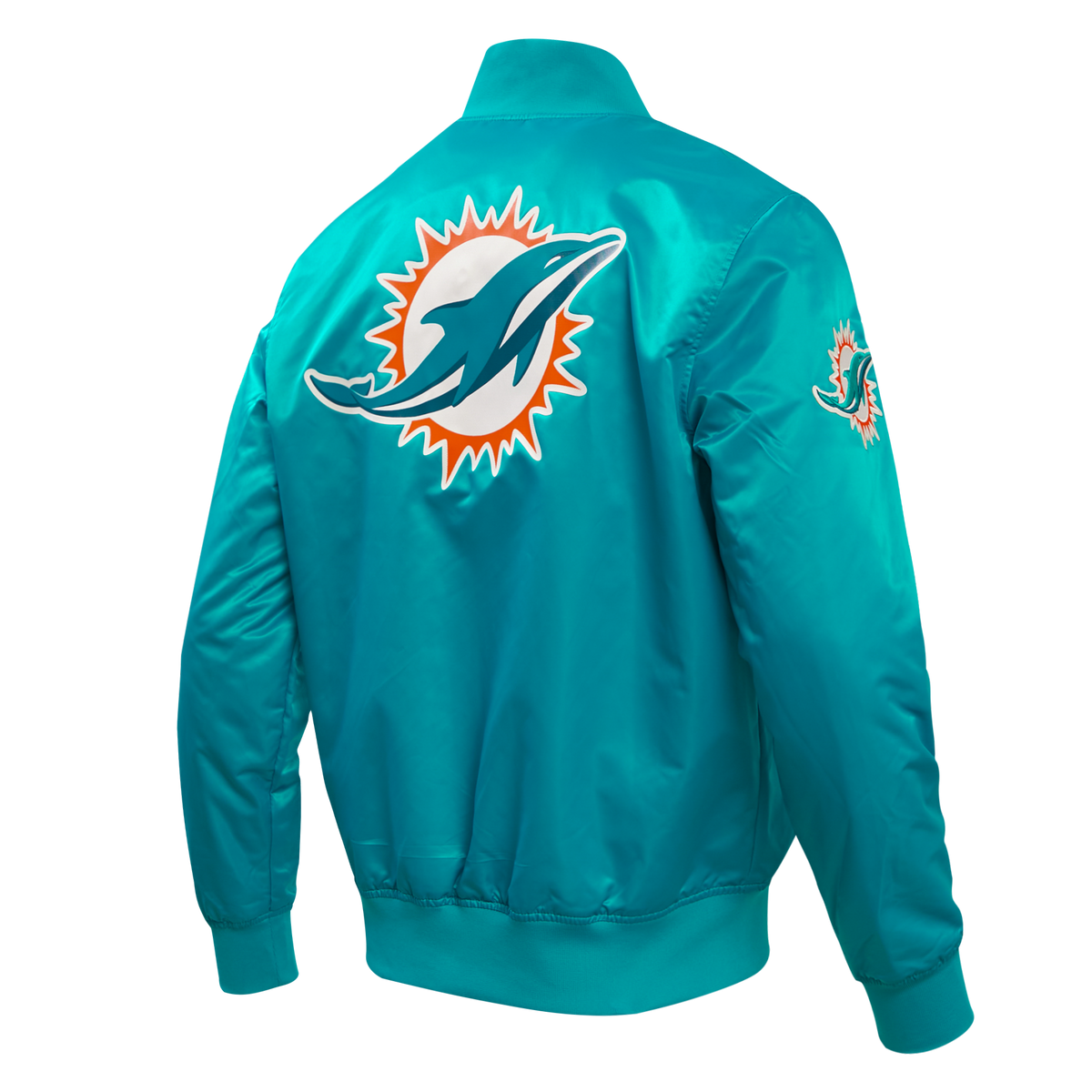 NFL MIAMI DOLPHINS BIG LOGO MEN'S SATIN JACKET (TEAL)