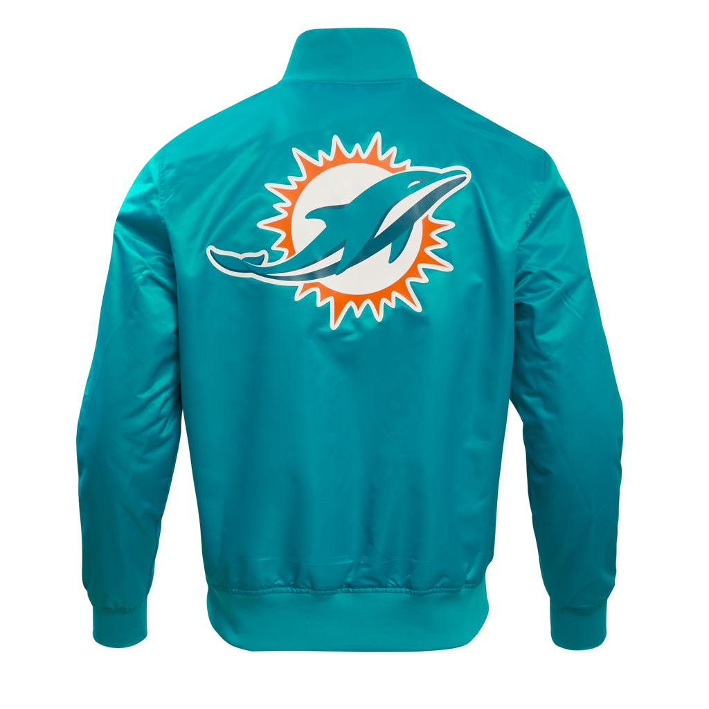 NFL MIAMI DOLPHINS BIG LOGO MEN'S SATIN JACKET (TEAL)