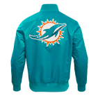 NFL MIAMI DOLPHINS BIG LOGO MEN'S SATIN JACKET (TEAL)
