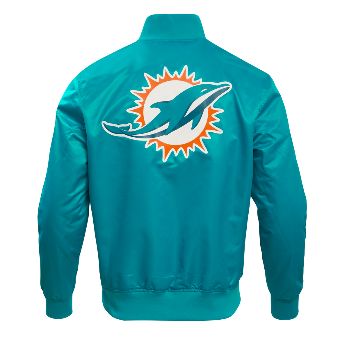 NFL MIAMI DOLPHINS BIG LOGO MEN'S SATIN JACKET (TEAL)