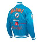 NFL MIAMI DOLPHINS OLD ENGLISH BLOUSON EN SATIN À LOGO POUR HOMME (SARCELLE)