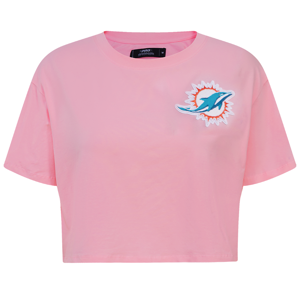NFL MIAMI DOLPHINS CLASSIC T-SHIRT EN JERSEY SIMPLE À COUPE CARRÉE POUR FEMME (ROSE)