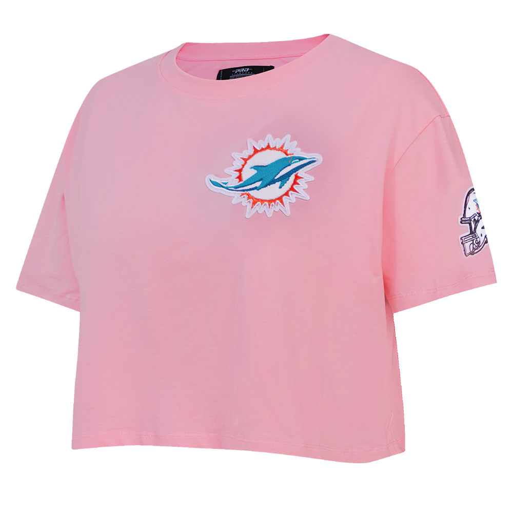 NFL MIAMI DOLPHINS CLASSIC T-SHIRT EN JERSEY SIMPLE À COUPE CARRÉE POUR FEMME (ROSE)