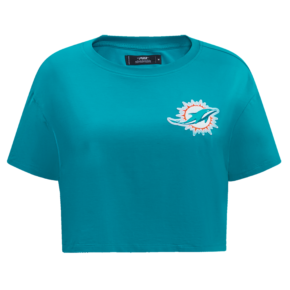 NFL MIAMI DOLPHINS CLASSIC T-SHIRT EN JERSEY SIMPLE À COUPE CARRÉE POUR FEMME (SARCELLE)