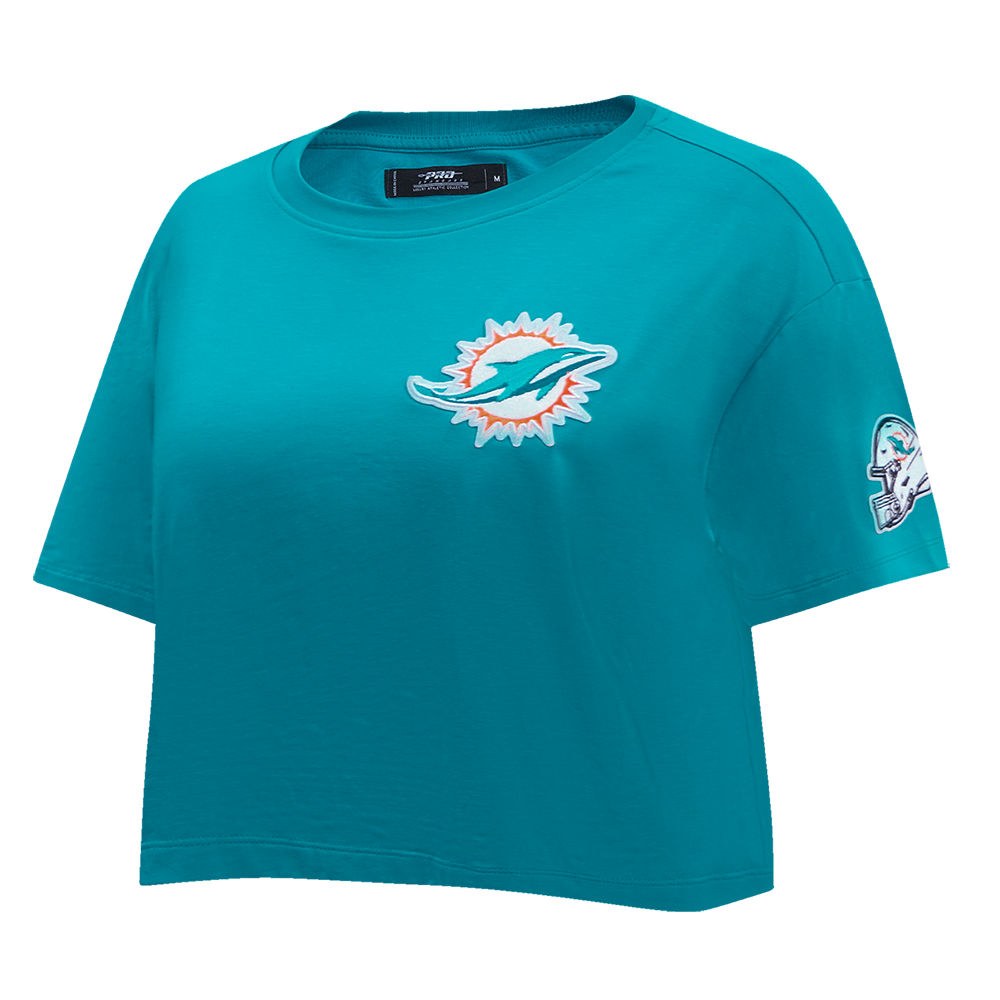 NFL MIAMI DOLPHINS CLASSIC T-SHIRT EN JERSEY SIMPLE À COUPE CARRÉE POUR FEMME (SARCELLE)