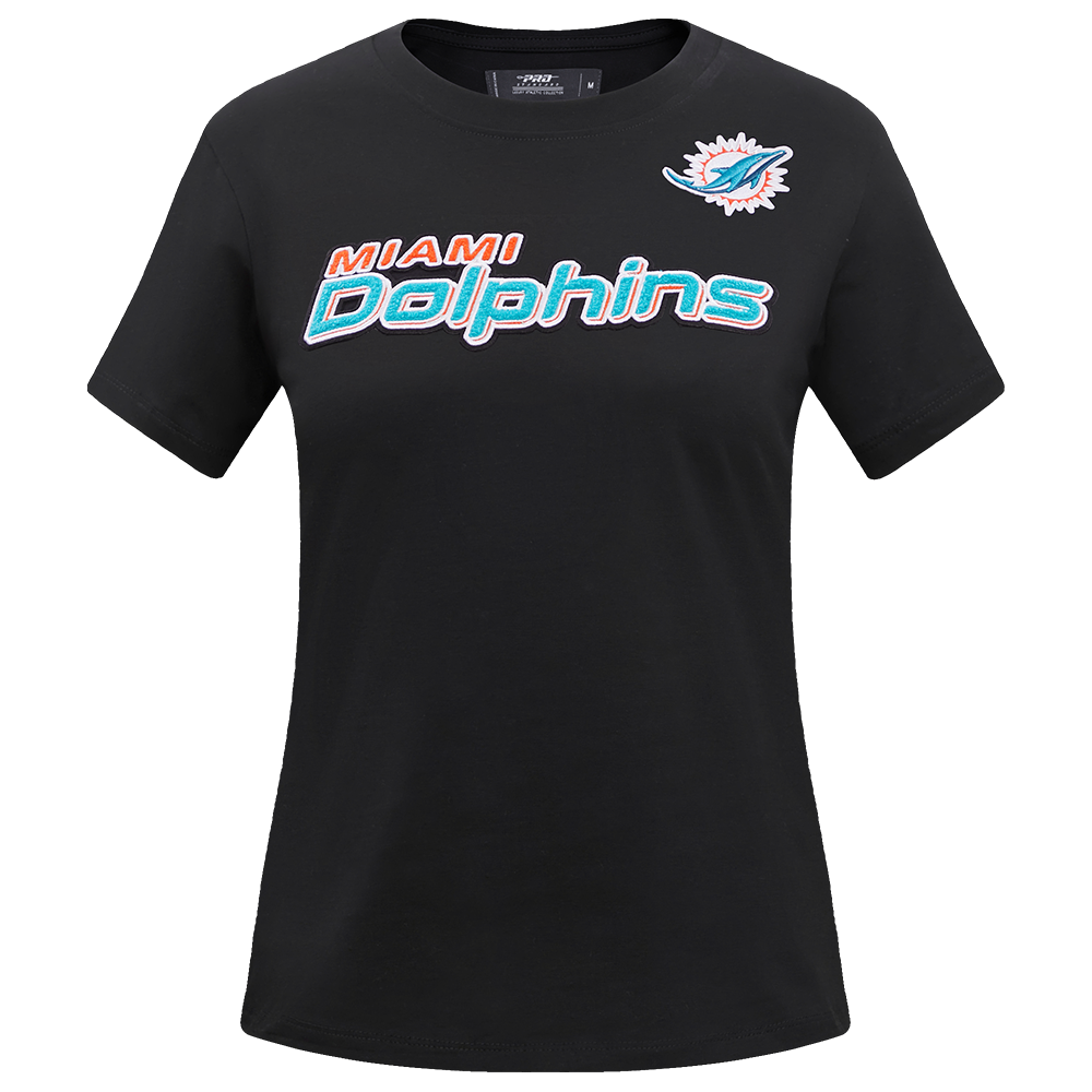 NFL MIAMI DOLPHINS CLASSIC T-SHIRT AJUSTÉ À MANCHES COURTES POUR FEMME (NOIR)