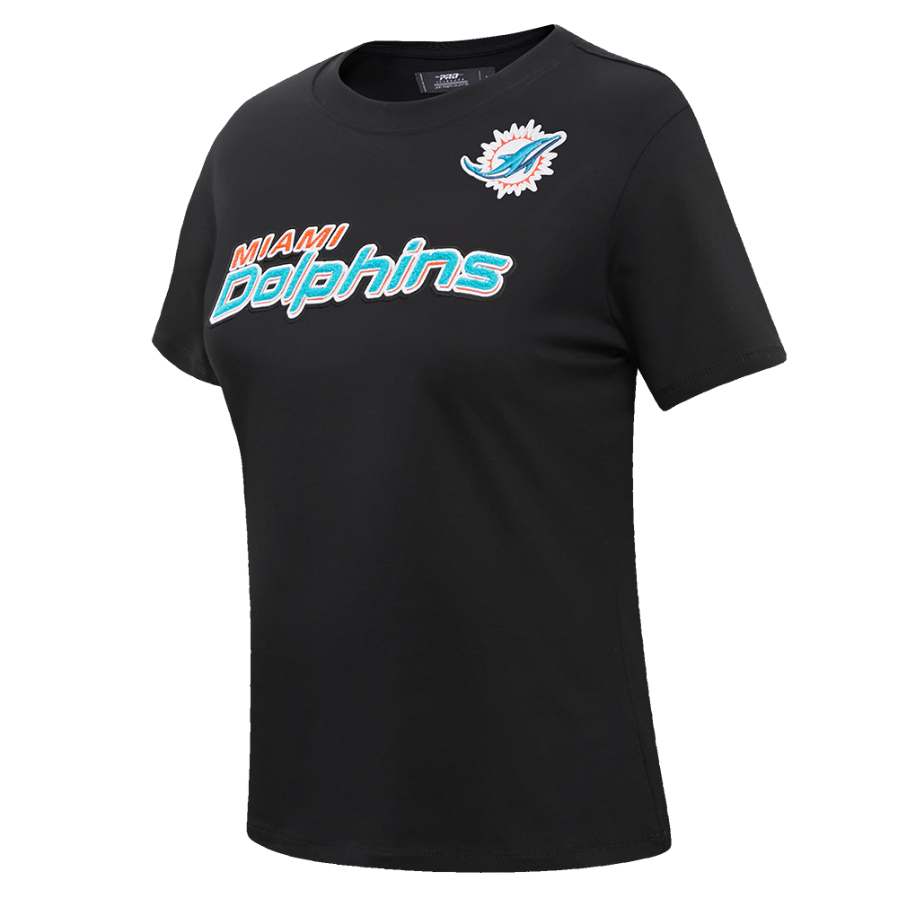 NFL MIAMI DOLPHINS CLASSIC SHORT SLEEVE WOMEN'S SLIM FIT TEE (BLACK)