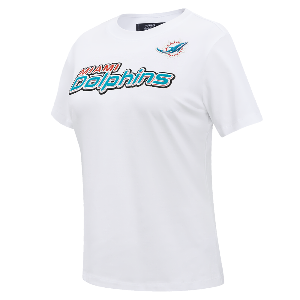 NFL MIAMI DOLPHINS CLASSIC SHORT SLEEVE WOMEN'S SLIM FIT TEE (WHITE)
