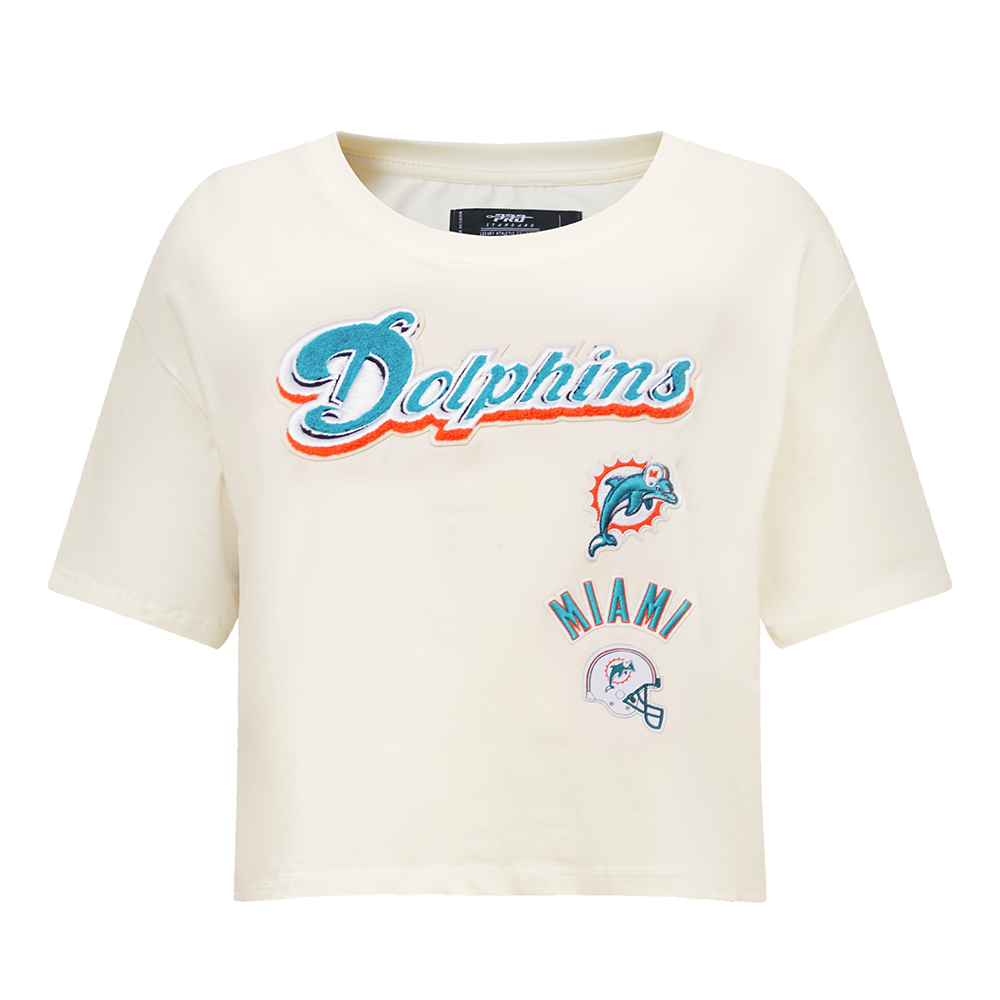 NFL MIAMI DOLPHINS RETRO CLASSIC T-SHIRT À COUPE CARRÉE POUR FEMME (COQUILLE D'ŒUF)