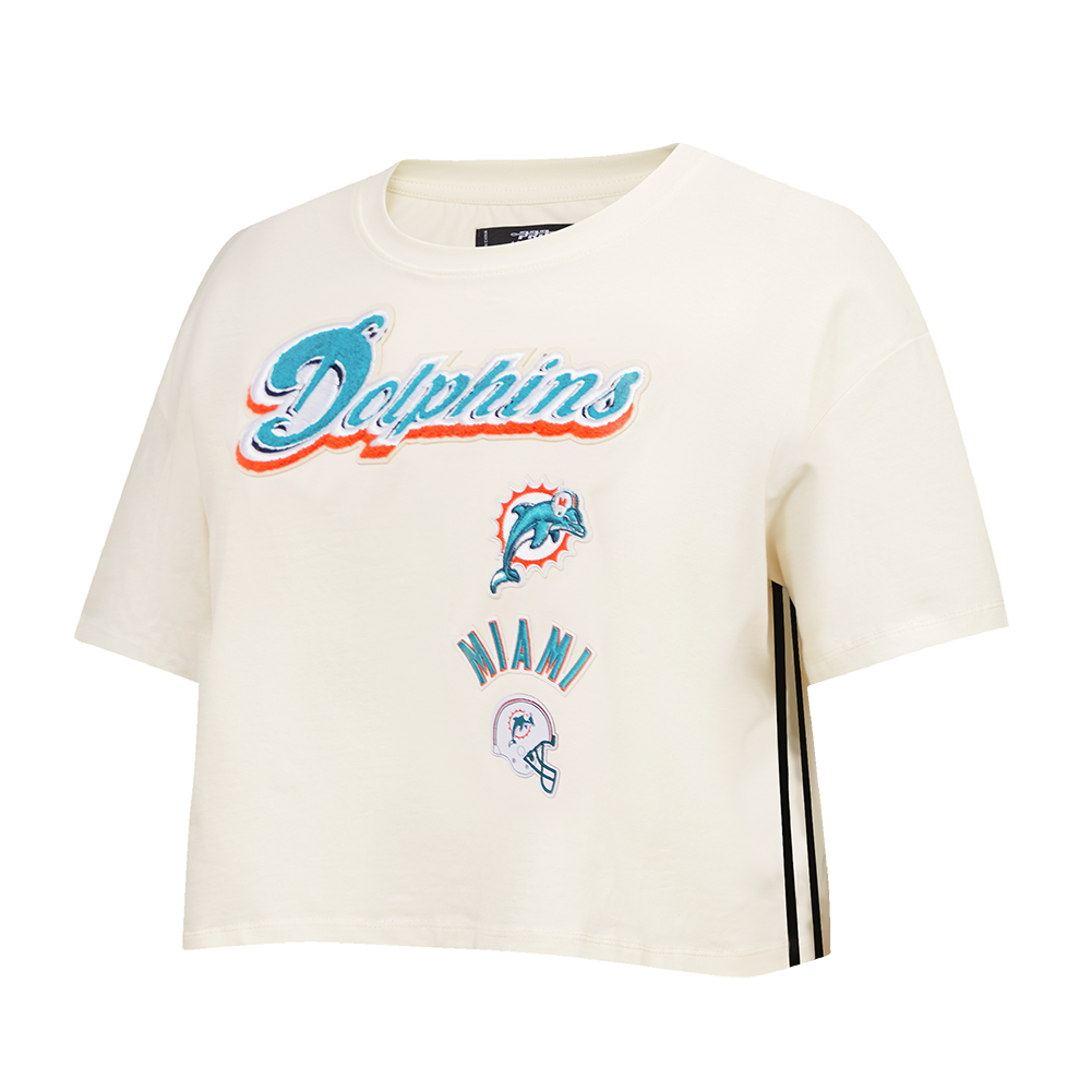 NFL MIAMI DOLPHINS RETRO CLASSIC T-SHIRT À COUPE CARRÉE POUR FEMME (COQUILLE D'ŒUF)