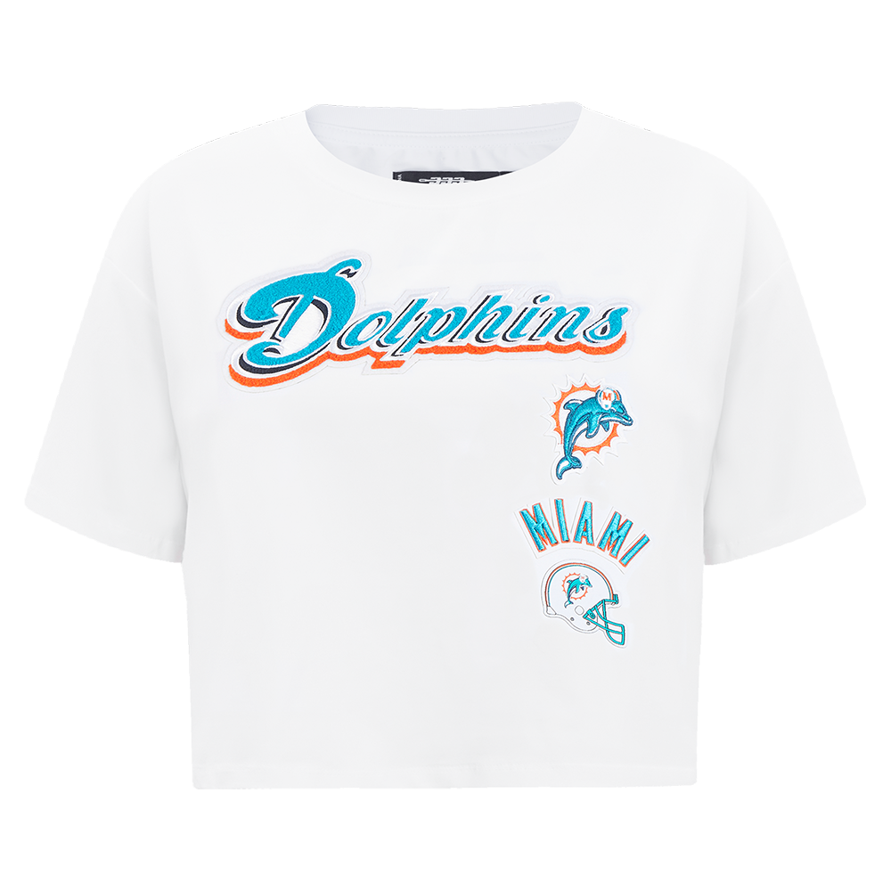 NFL MIAMI DOLPHINS RETRO CLASSIC T-SHIRT À COUPE CARRÉE POUR FEMME (BLANC)