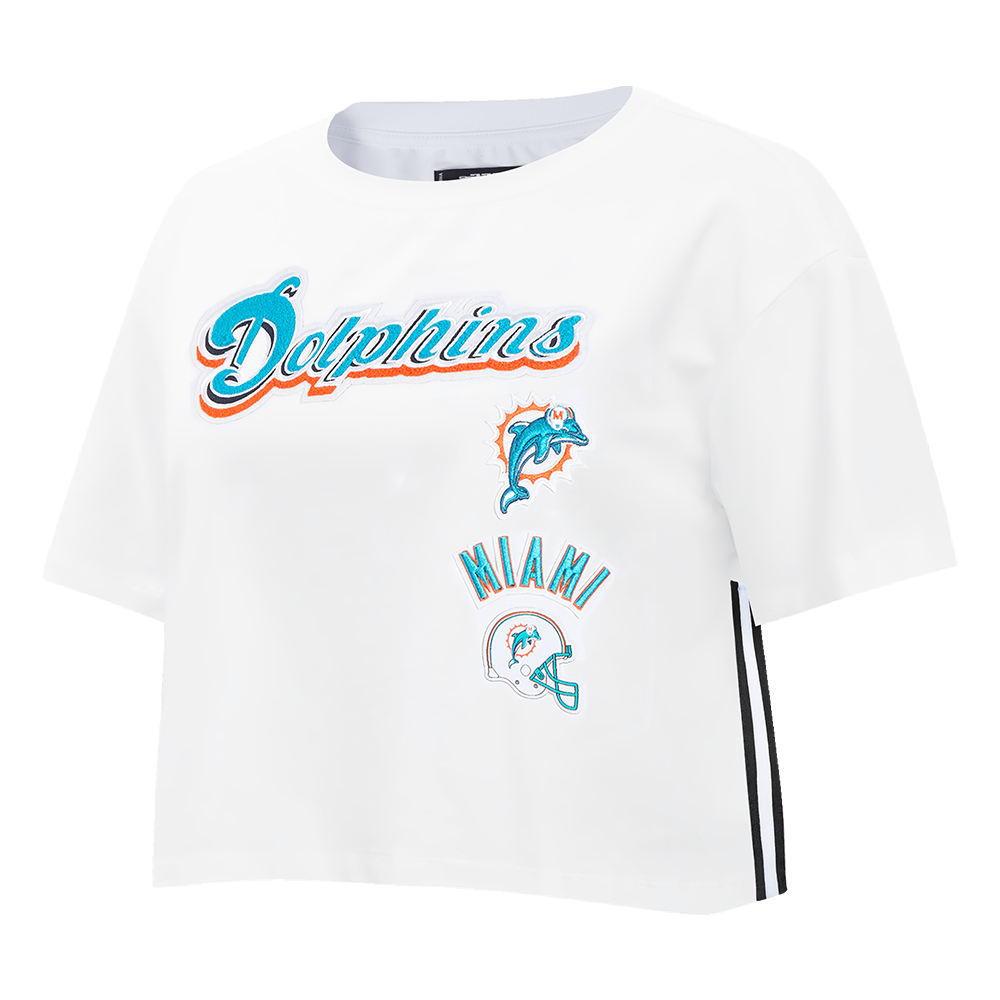 NFL MIAMI DOLPHINS RETRO CLASSIC WOMEN'S BOXY TEE (WHITE)