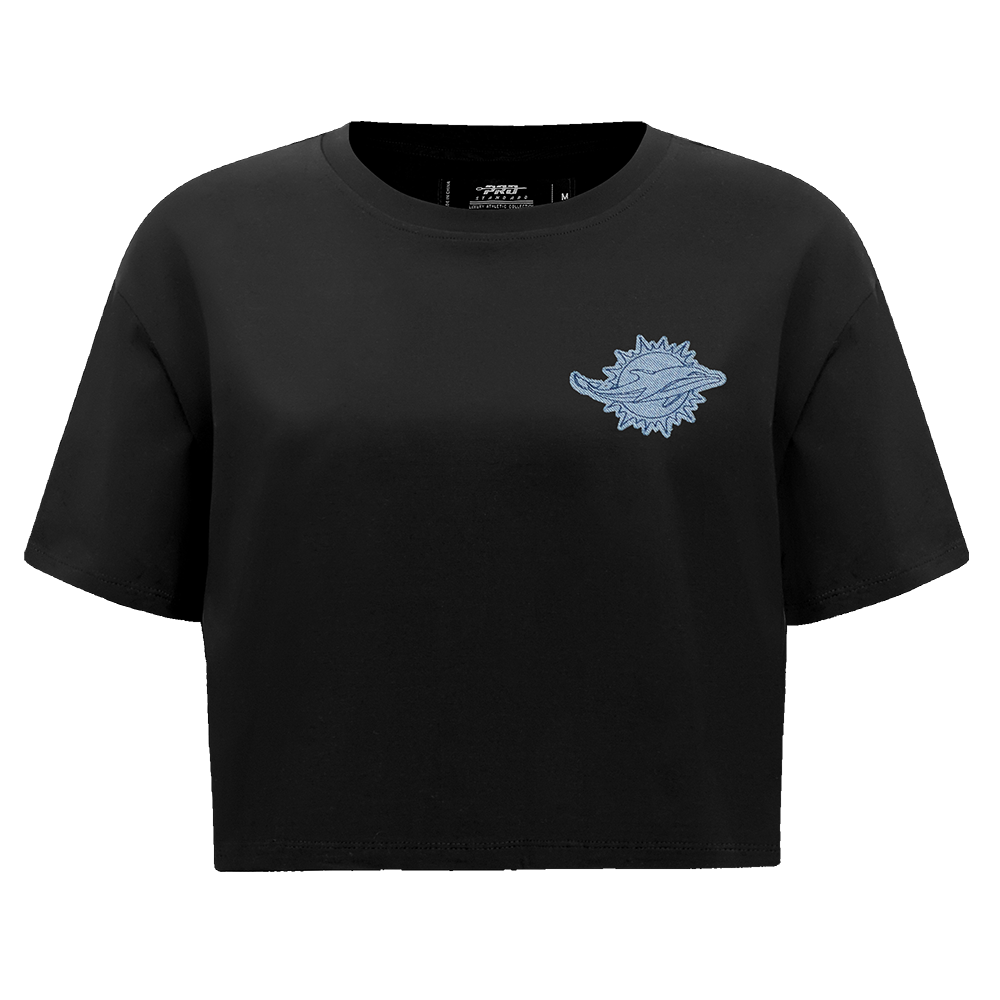 NFL MIAMI DOLPHINS VARSITY BLUES T-SHIRT À COUPE CARRÉE POUR FEMME (NOIR)