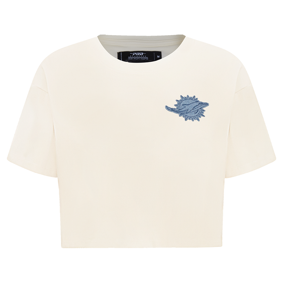 NFL MIAMI DOLPHINS VARSITY BLUES WOMEN'S BOXY TEE (LINEN)