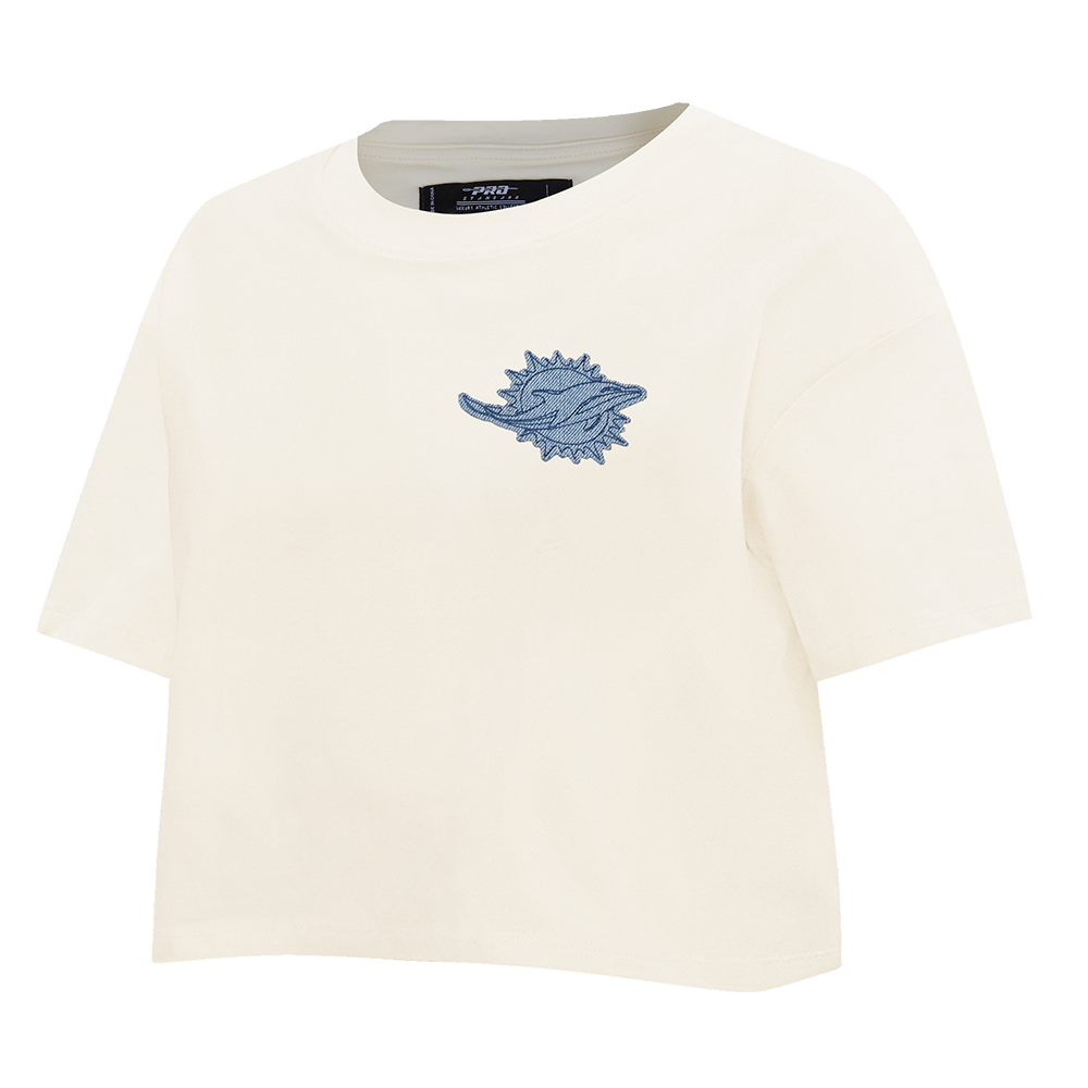 NFL MIAMI DOLPHINS VARSITY BLUES WOMEN'S BOXY TEE (LINEN)