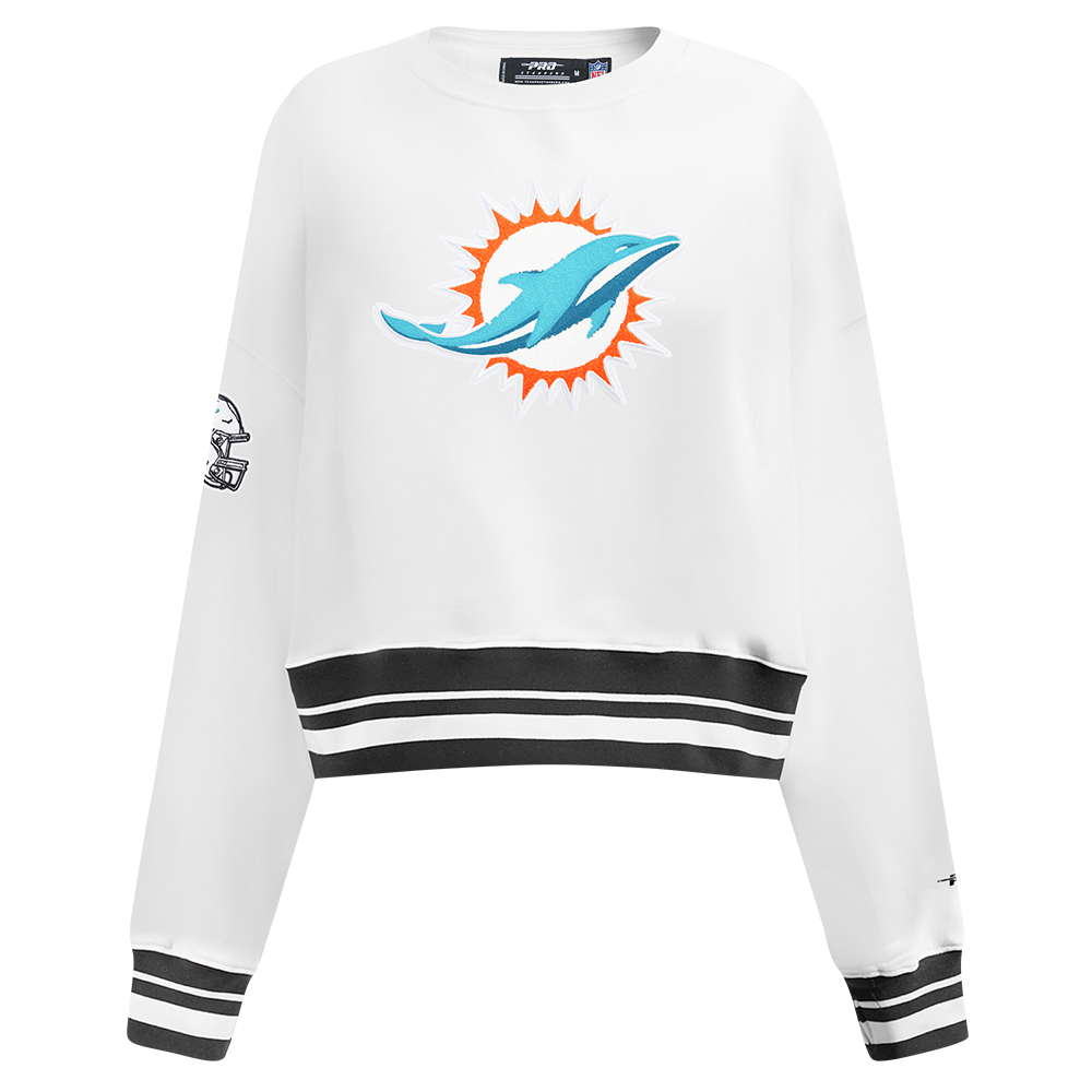 NFL MIAMI DOLPHINS CHANDAIL À COL ROND MASHUP CÔTELÉ POUR FEMME (BLANC/NOIR)