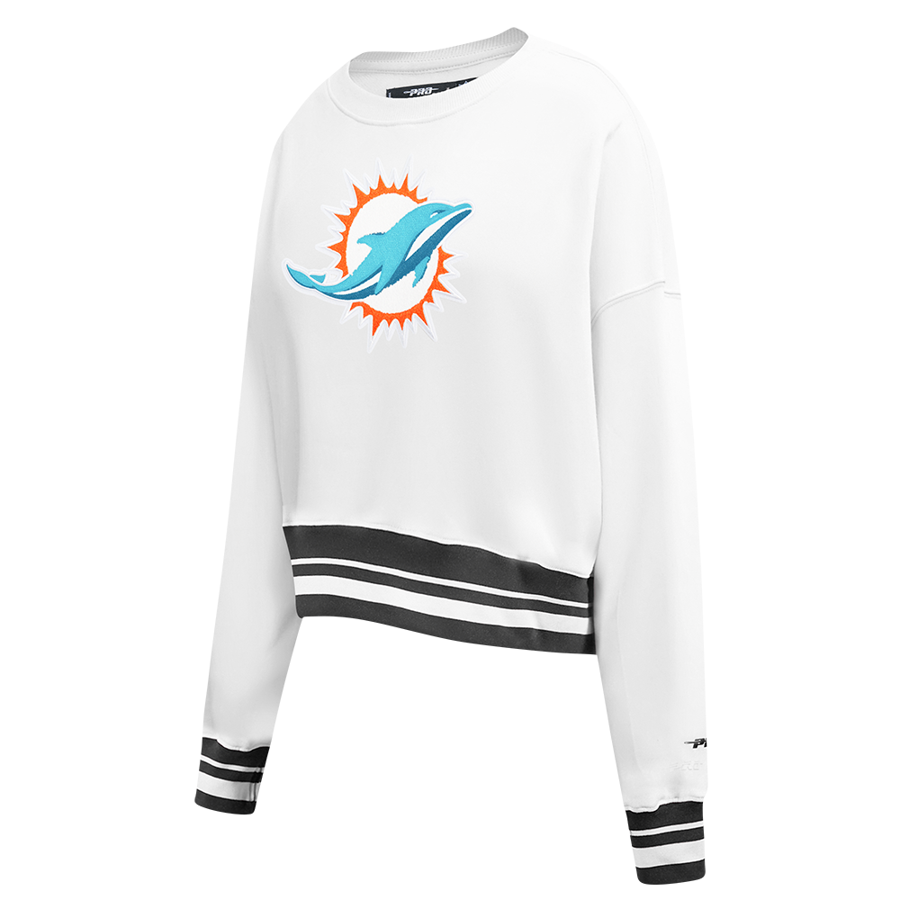 NFL MIAMI DOLPHINS MASHUP WOMEN'S RIB CREWNECK (WHITE/BLACK)