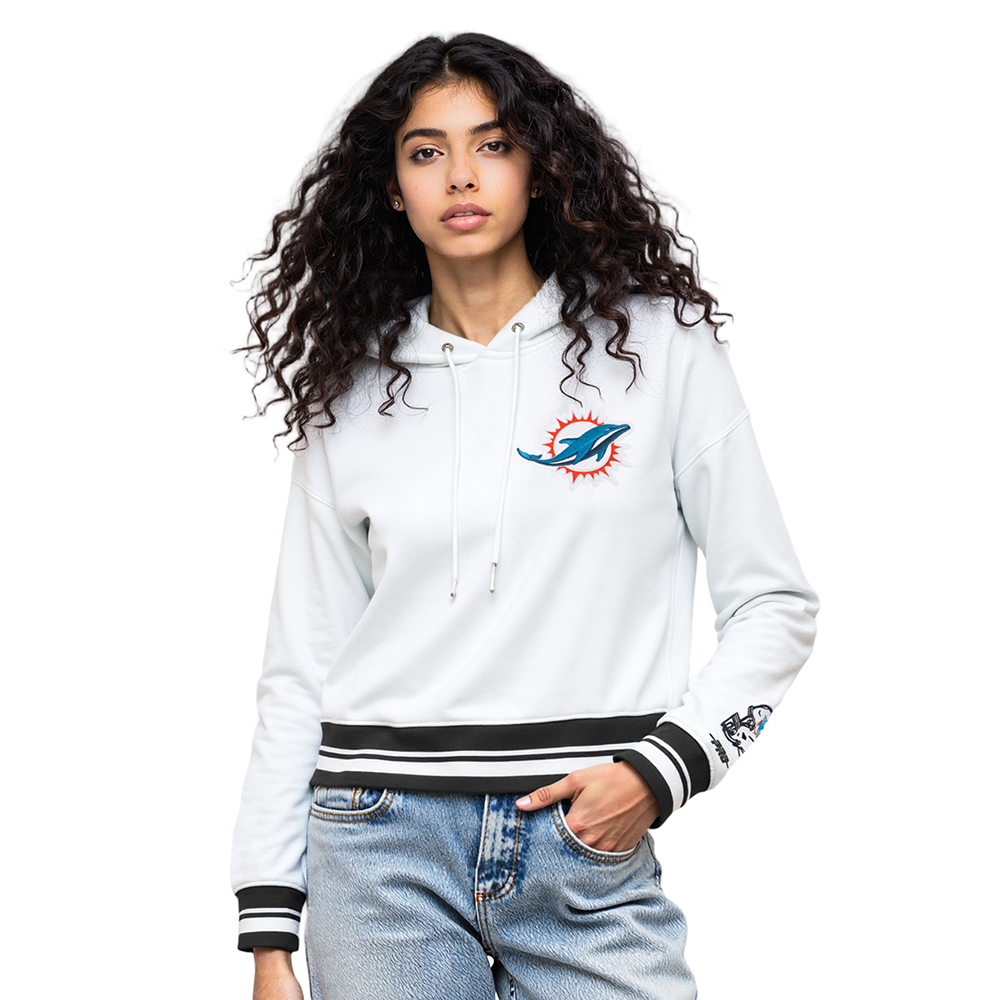 NFL MIAMI DOLPHINS CHANDAIL À CAPUCHON MASHUP COURT CÔTELÉ POUR FEMME (BLANC/NOIR)