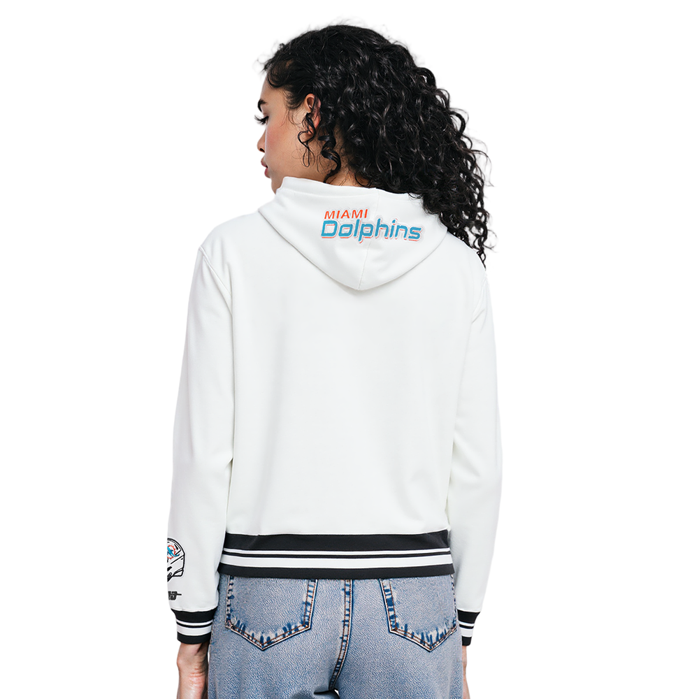 NFL MIAMI DOLPHINS CHANDAIL À CAPUCHON MASHUP COURT CÔTELÉ POUR FEMME (BLANC/NOIR)