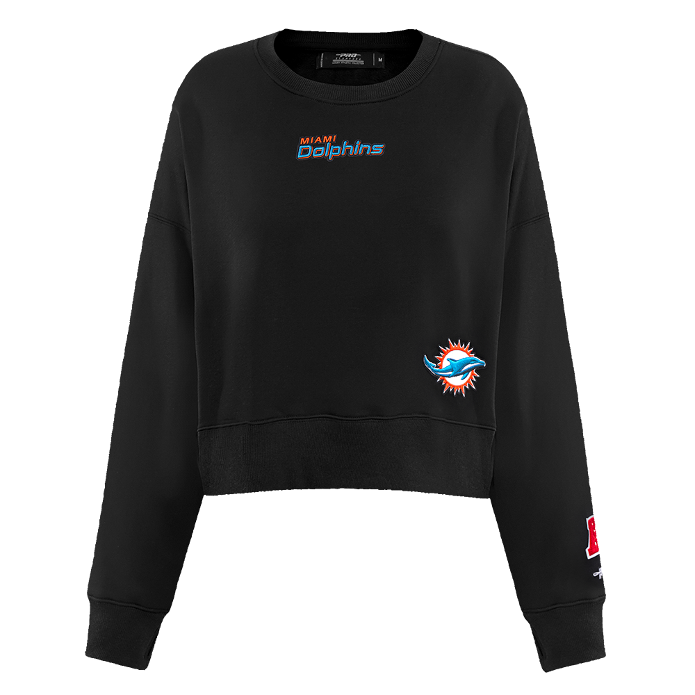 NFL MIAMI DOLPHINS WINGSPAN WOMEN'S FLC CREWNECK (BLACK)