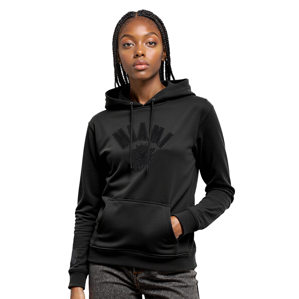 NFL MIAMI DOLPHINS TRIPLE BLACK CHANDAIL À CAPUCHON EN MOLLETON POUR FEMME (TRIPLE NOIR)