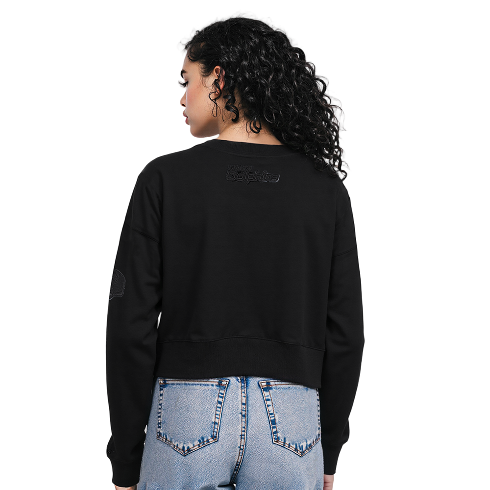 NFL MIAMI DOLPHINS TRIPLE BLACK WOMEN'S FLC CREWNECK (TRIPLE BLACK WOMEN'S)