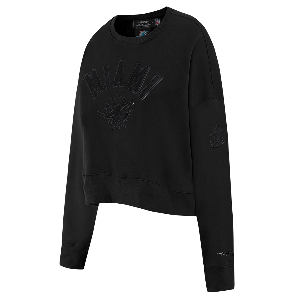 NFL MIAMI DOLPHINS TRIPLE BLACK WOMEN'S FLC CREWNECK (TRIPLE BLACK WOMEN'S)