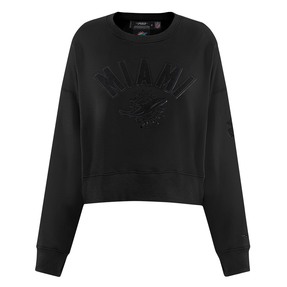 NFL MIAMI DOLPHINS TRIPLE BLACK WOMEN'S FLC CREWNECK (TRIPLE BLACK WOMEN'S)