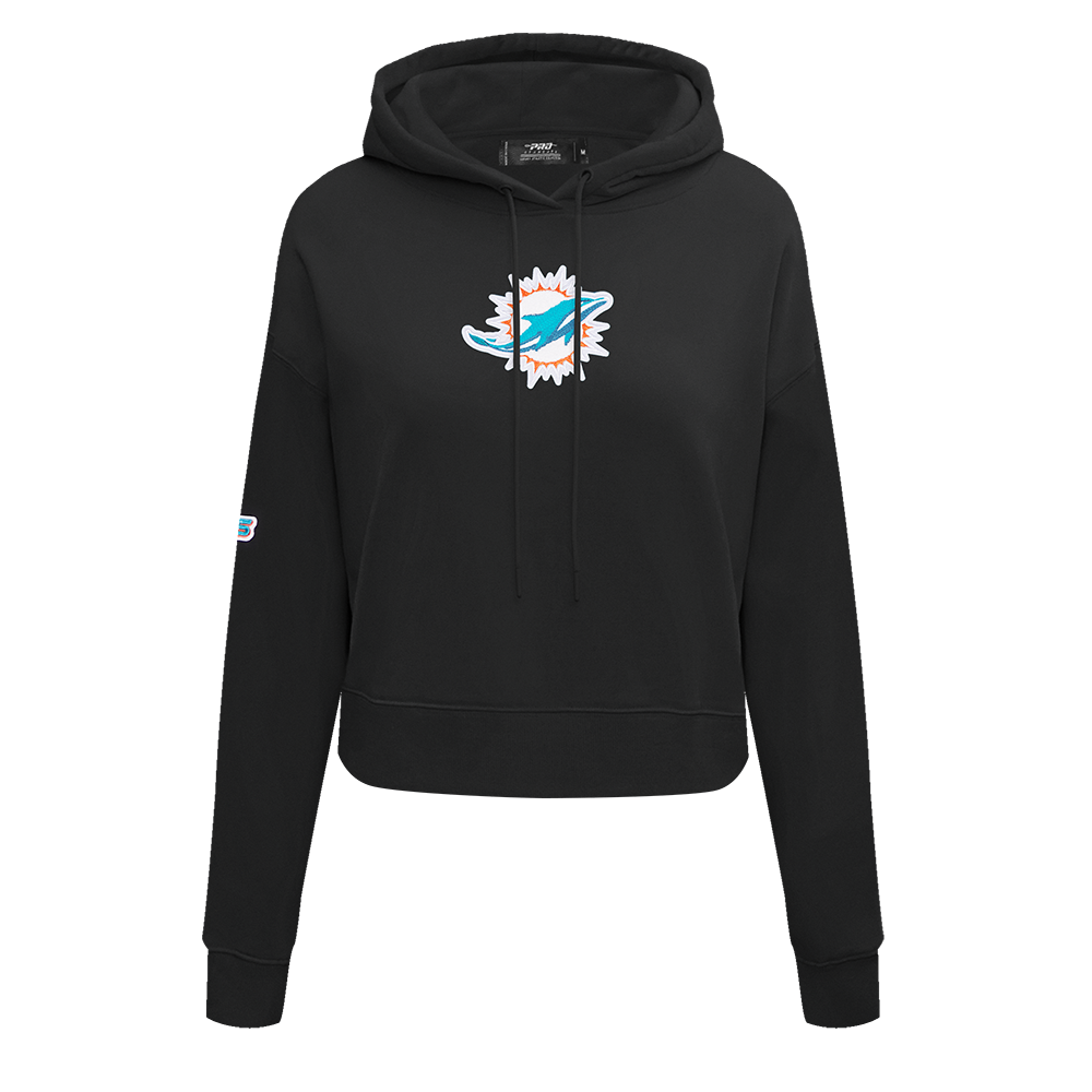 NFL MIAMI DOLPHINS CLASSIC CHANDAIL À CAPUCHON COURT EN MOLLETON POUR FEMME (NOIR)