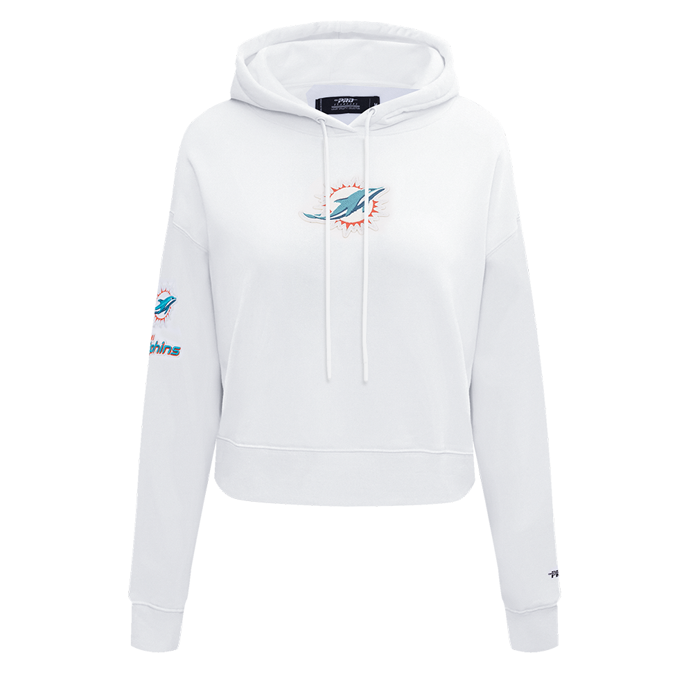 NFL MIAMI DOLPHINS CLASSIC CHANDAIL À CAPUCHON COURT EN MOLLETON POUR FEMME (BLANC)