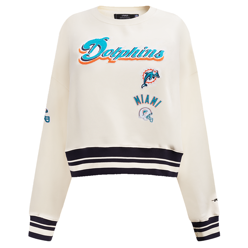 NFL MIAMI DOLPHINS RETRO CLASSIC WOMEN'S CREWNECK (EGGSHELL/BLACK)
