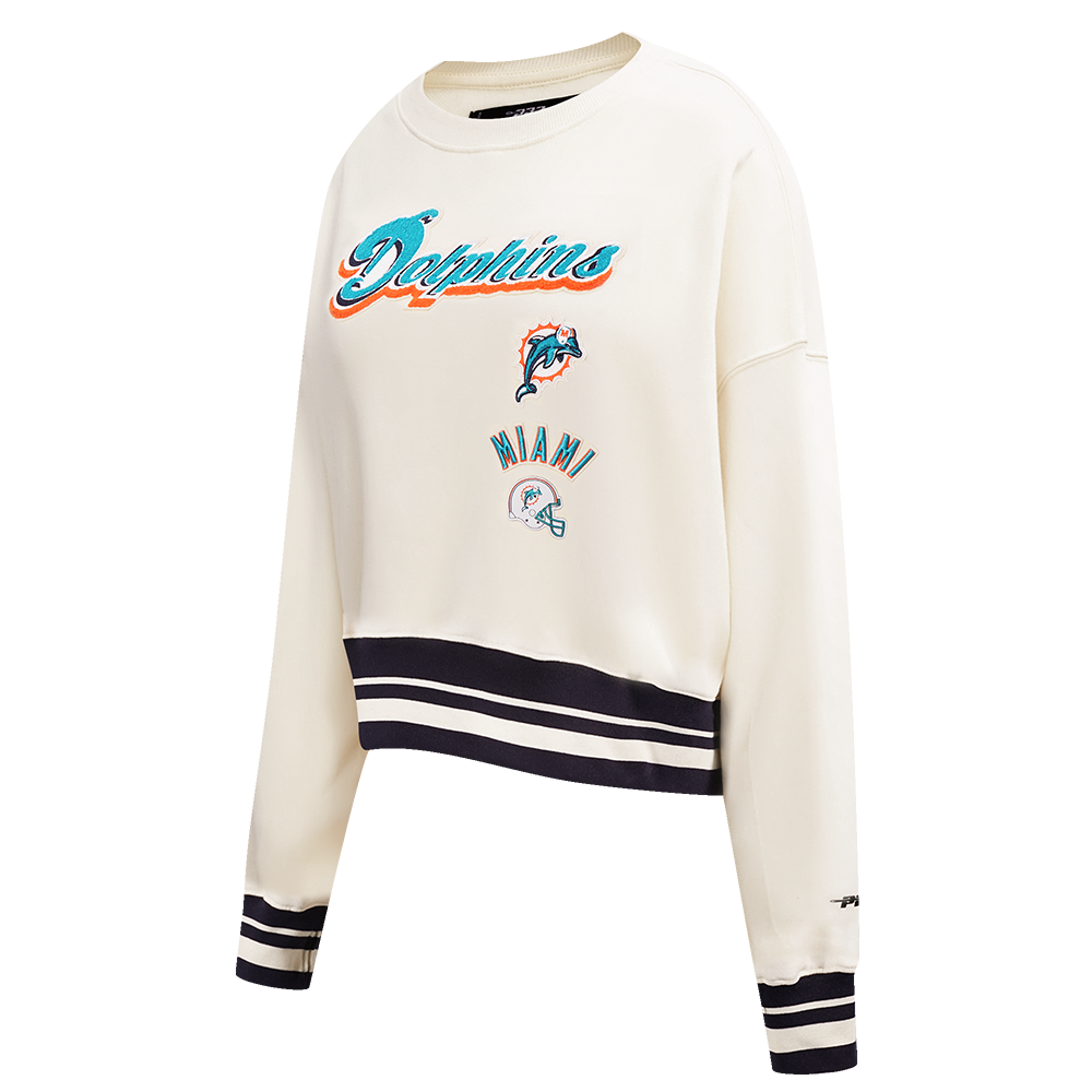 NFL MIAMI DOLPHINS RETRO CLASSIC WOMEN'S CREWNECK (EGGSHELL/BLACK)