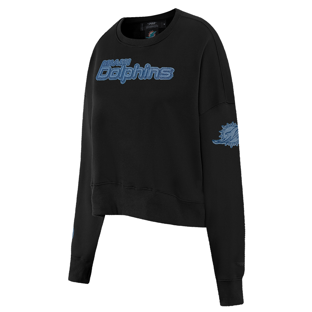 NFL MIAMI DOLPHINS VARSITY BLUES WOMEN'S CREWNECK (BLACK)