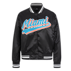 NFL MIAMI DOLPHINS SCRIPT TAIL BLOUSON EN SATIN POUR FEMME (NOIR)
