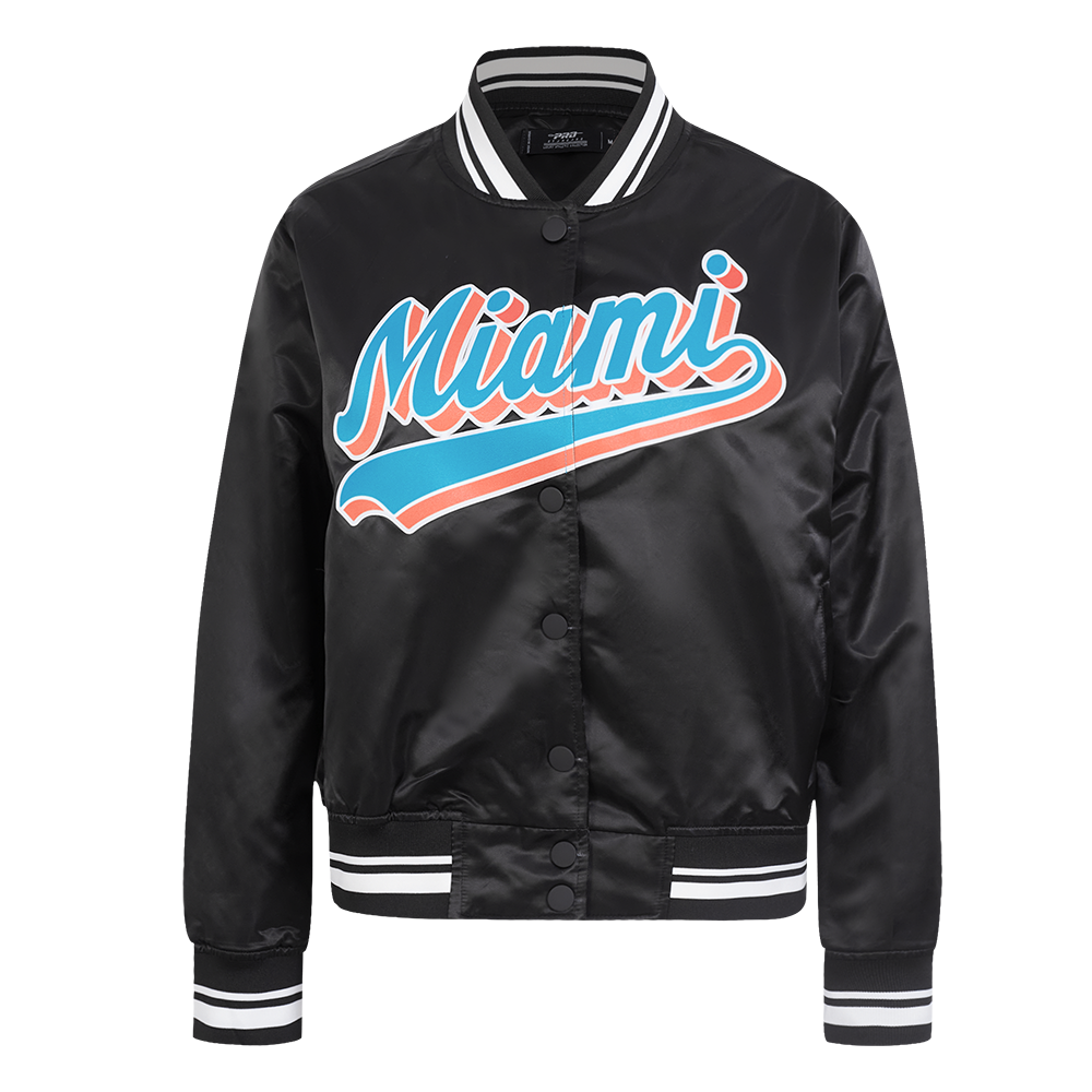 NFL MIAMI DOLPHINS SCRIPT TAIL BLOUSON EN SATIN POUR FEMME (NOIR)