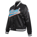 NFL MIAMI DOLPHINS SCRIPT TAIL BLOUSON EN SATIN POUR FEMME (NOIR)