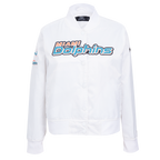 NFL MIAMI DOLPHINS CLASSIC BLOUSON EN SATIN POUR FEMME (BLANC)