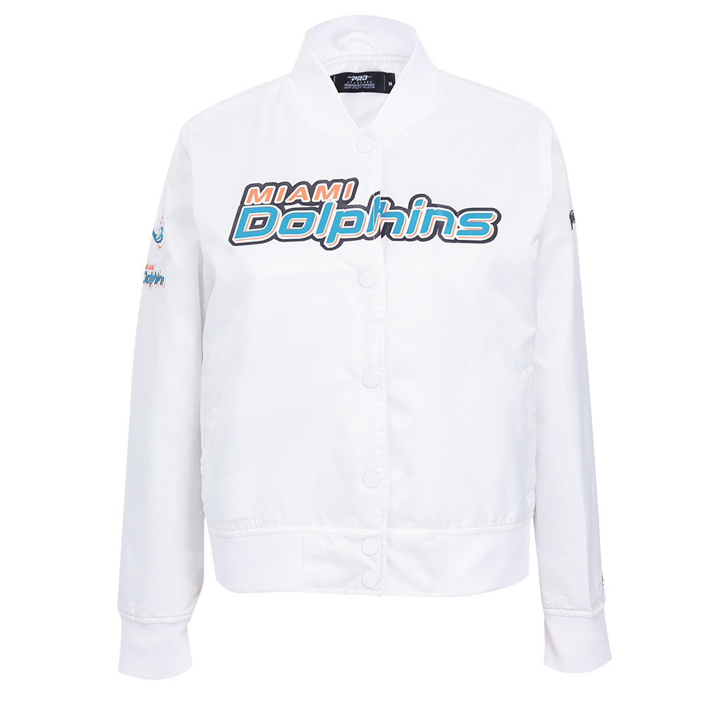 NFL MIAMI DOLPHINS CLASSIC BLOUSON EN SATIN POUR FEMME (BLANC)