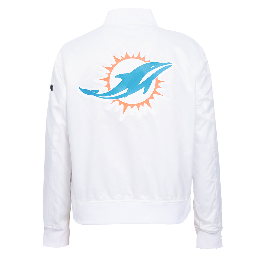 NFL MIAMI DOLPHINS CLASSIC BLOUSON EN SATIN POUR FEMME (BLANC)